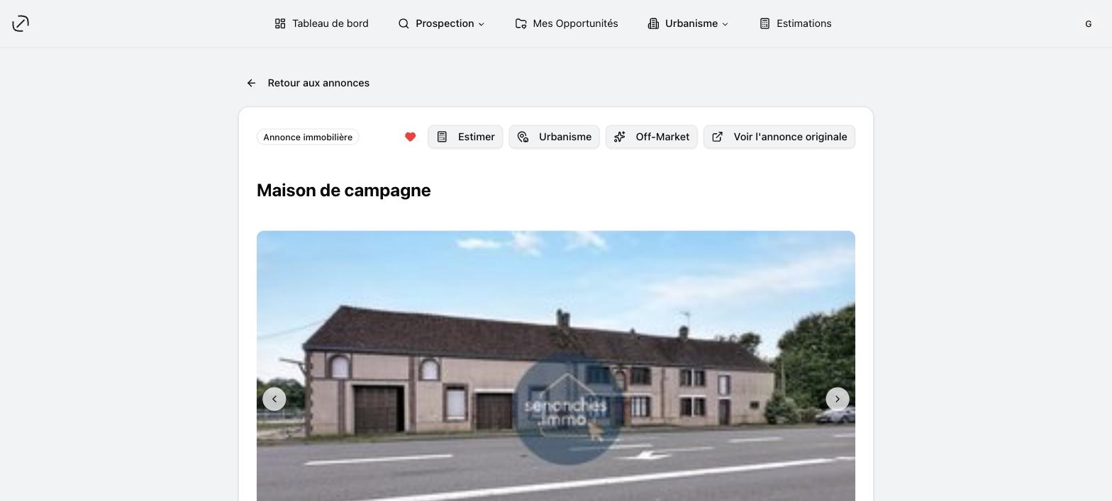 Une fiche d'annonce immobilière avec son carrousel de photos